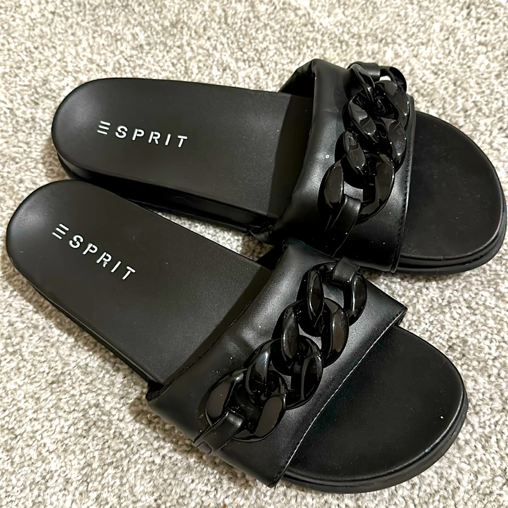 Esprit Della Black Slides Sandals NWOT size 8.5